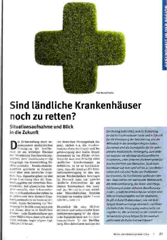 Vorschauseite 1: Sind ländliche Krankenhäuser noch zu retten? Situationsaufnahme und Blick in die Zukunft