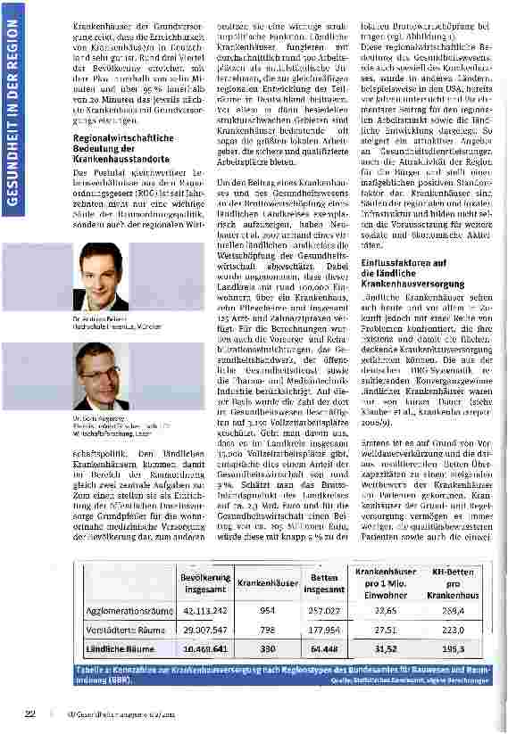 Vorschauseite 2: Sind ländliche Krankenhäuser noch zu retten? Situationsaufnahme und Blick in die Zukunft