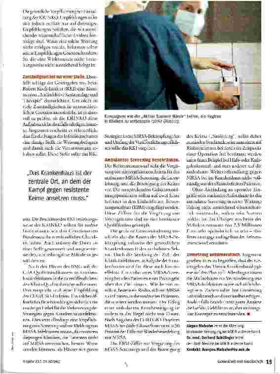 Vorschauseite 2: Gesetzgeber rückt Keimen zu Leibe