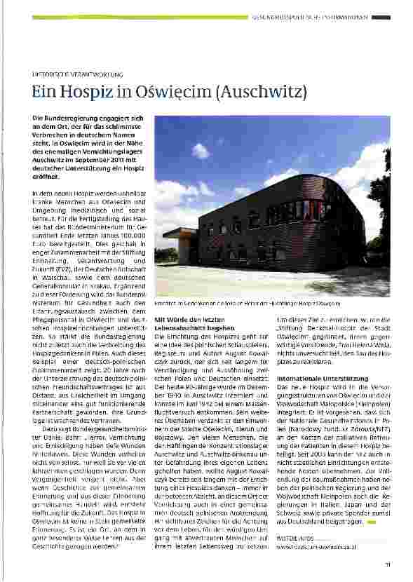 Vorschauseite 1: Ein Hospiz in Oswi^cim (Auschwitz)