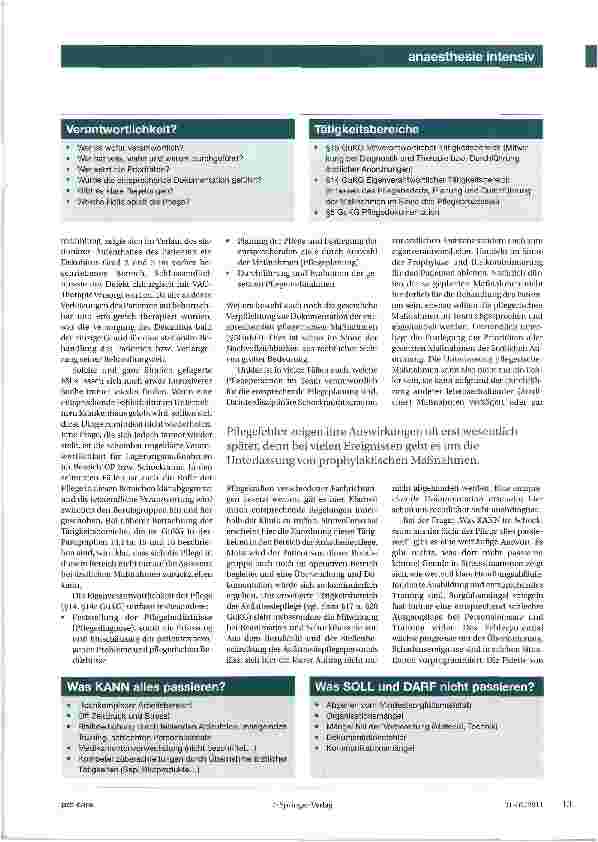Vorschauseite 2: Pflegeschaden nach SchockgeschehenWas kann, darf und sollte nicht passieren?