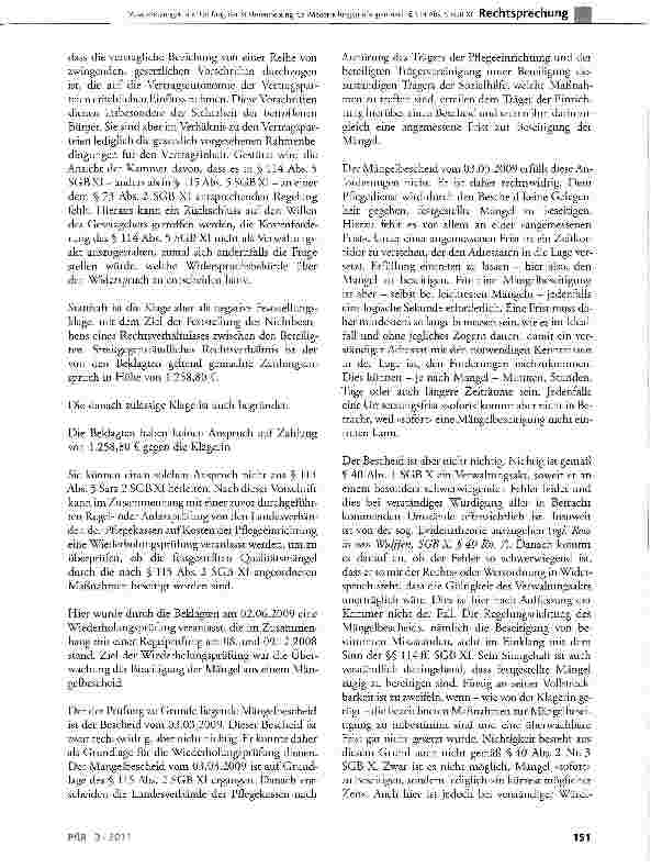 Vorschauseite 4: Voraussetzungen und Umfang der Kostenerhebung für Wiederholungsprüfungen nach § 114 Abs. 5 SGB XISGB XI §72, §73 Abs. 2, §114 Abs. 5 Sätze 2 u. 3, § 115 Abs. 2; SGB X §31 Satz 1,…