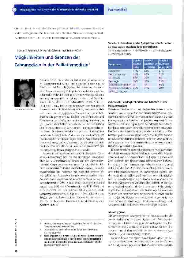 Vorschauseite 1: Möglichkeiten und Grenzen der Zahnmedizin in der Palliativmedizin3