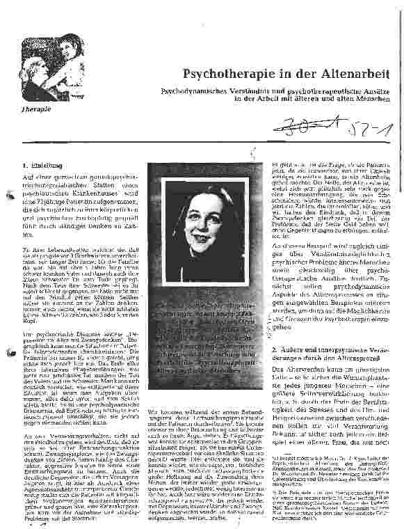 Vorschauseite 1: Psychotherapie in der Altenarbeit