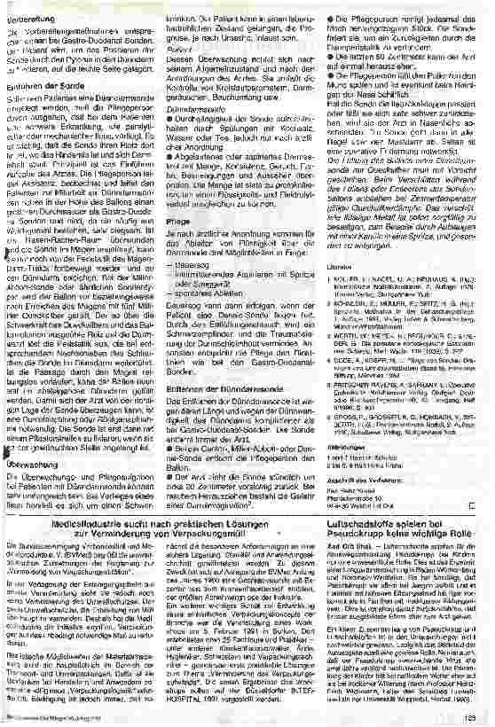 Vorschauseite 6: Pflege in Therapie und Diagnostik 9. Folge: Sonden