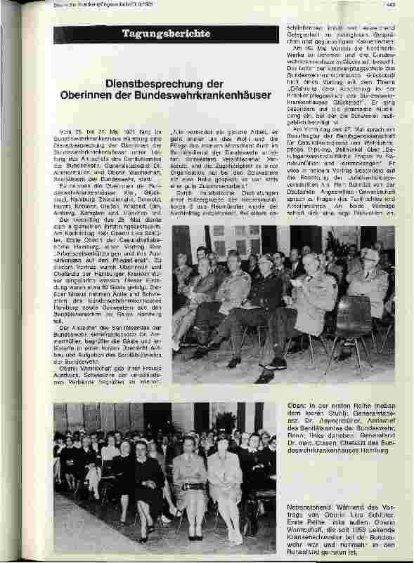 Vorschauseite 1: Dienstbesprechung der Oberinnen der Bundeswehrkrankenhäuser