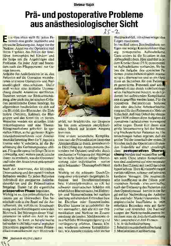 Vorschauseite 1: Präund postoperative Probleme aus anästhesiologischer Sicht
