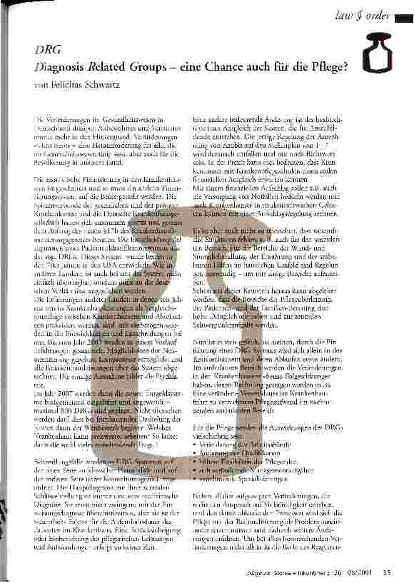Vorschauseite 1: Diagnosis Related Groups - eine Chance auch für die Pflege?