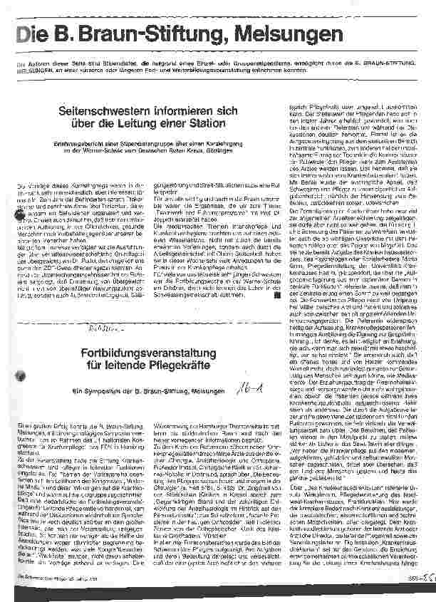 Vorschauseite 1: Fortbildungsveranstaltung für leitende Pflegekräfte