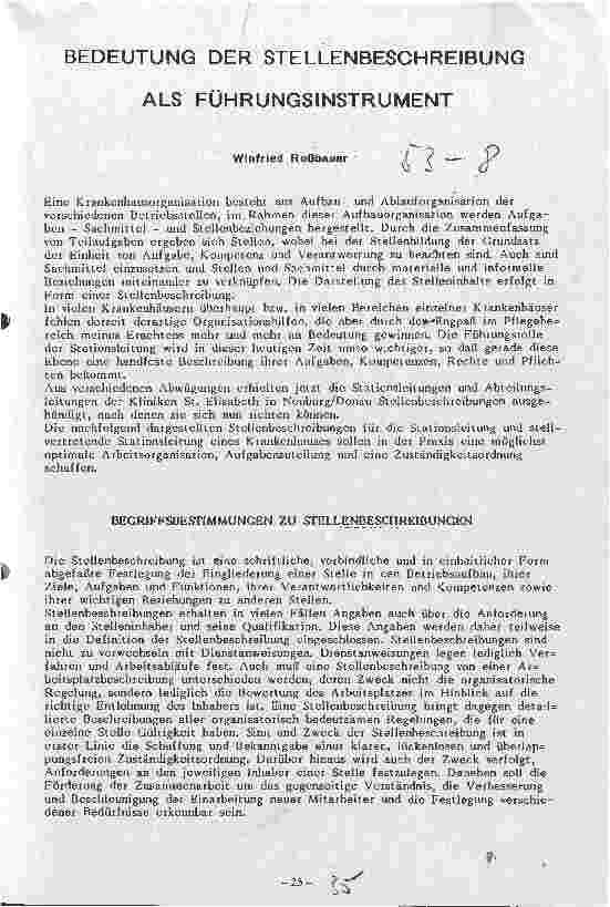 Vorschauseite 1: Bedeutung der Stellenbeschreibung als Führungsinstrument