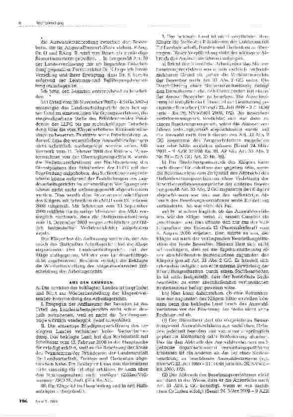 Vorschauseite 2: Abbruch des Auswahlverfahrens bei Konkurrentenklage