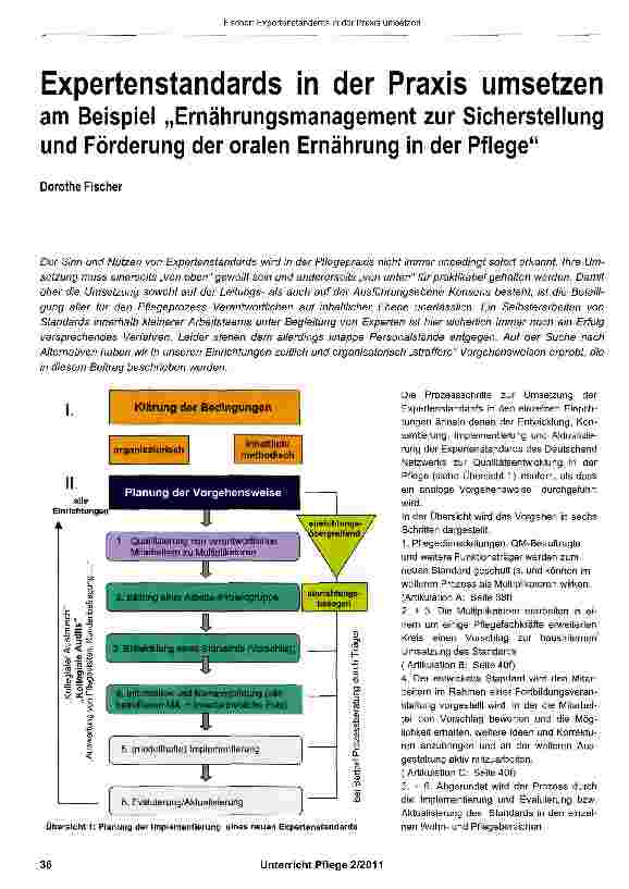 Vorschauseite 1: Expertenstandards in der Praxis umsetzen am Beispiel „Ernährungsmanagement zur Sicherstellung und Förderung der oralen Ernährung in der Pflege
