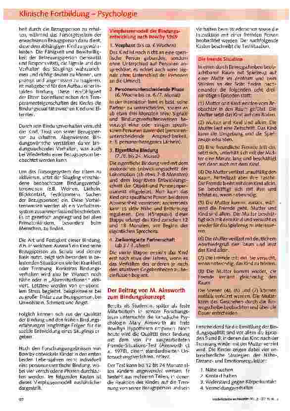 Vorschauseite 2: Bindungsverhalten im Kleinkindalter