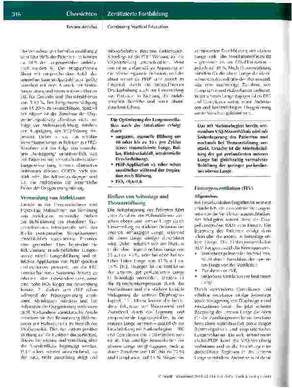 Vorschauseite 3: Anästhesie in der Thoraxchirurgie -Teil II: Beatmung (Einlungenventilation) und postoperative Versorgung