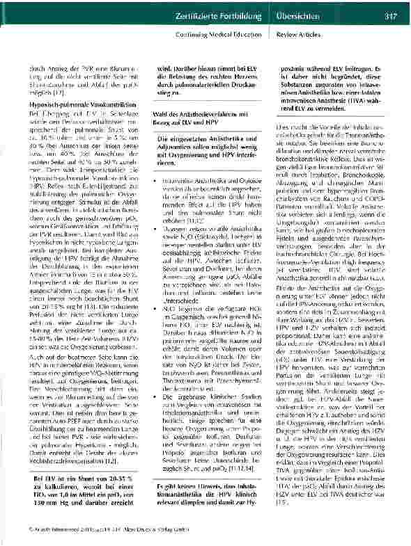 Vorschauseite 4: Anästhesie in der Thoraxchirurgie -Teil II: Beatmung (Einlungenventilation) und postoperative Versorgung