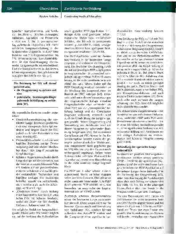 Vorschauseite 6: Anästhesie in der Thoraxchirurgie -Teil II: Beatmung (Einlungenventilation) und postoperative Versorgung