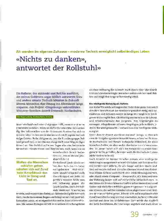 Vorschauseite 1: «Nichts zu danken», antwortet der Rollstuhl»