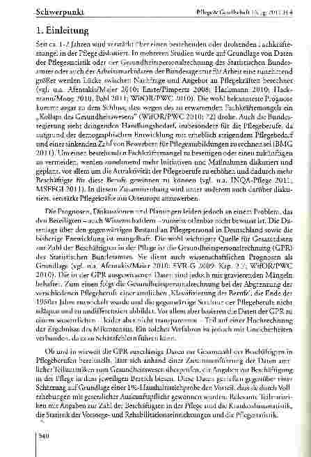 Vorschauseite 2: Beschäftigungsstrukturen in Pflegeberufen: Eine Analyse der Entwicklungstrends im Zeitraum 1999 bis 2009