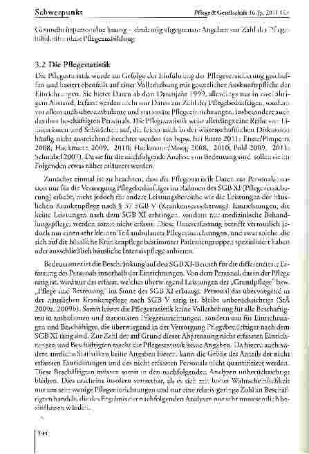 Vorschauseite 6: Beschäftigungsstrukturen in Pflegeberufen: Eine Analyse der Entwicklungstrends im Zeitraum 1999 bis 2009