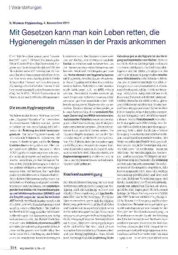 Vorschauseite 1: Mit Gesetzen kann man kein Leben retten, die Hygieneregeln müssen in der Praxis ankommen