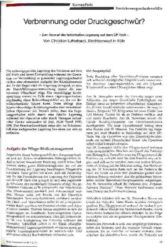 Vorschauseite 1: Verbrennung oder Druckgeschwür?