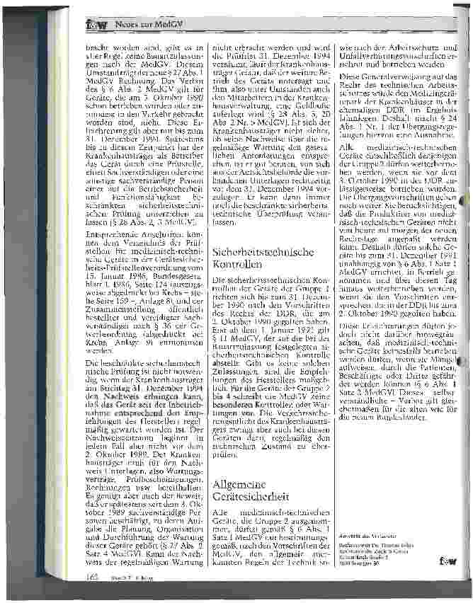 Vorschauseite 2: Neues Recht für DDR-Krankenhäuser Die Medizingeräteverordnung