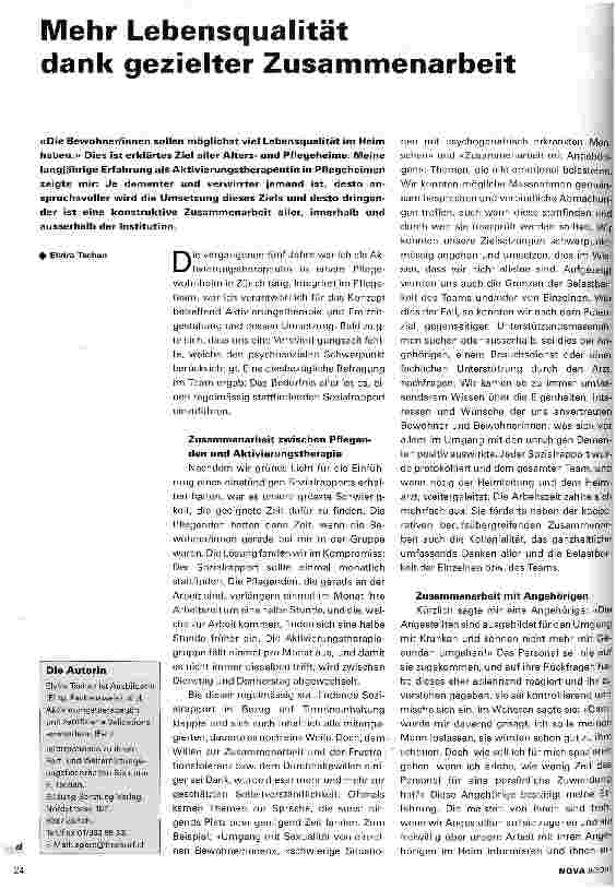 Vorschauseite 1: Mehr Lebensqualität dank gezielter Zusammenarbeit