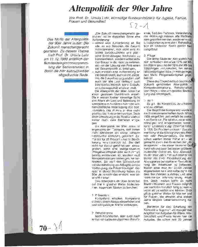 Vorschauseite 1: Altenpolitik der 90er Jahre