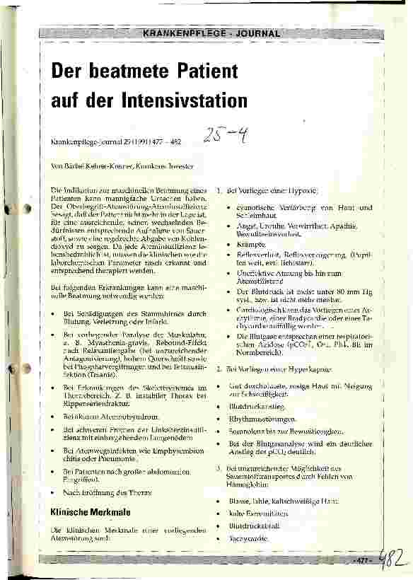 Vorschauseite 1: Der beatmete Patient auf der Intensivstation