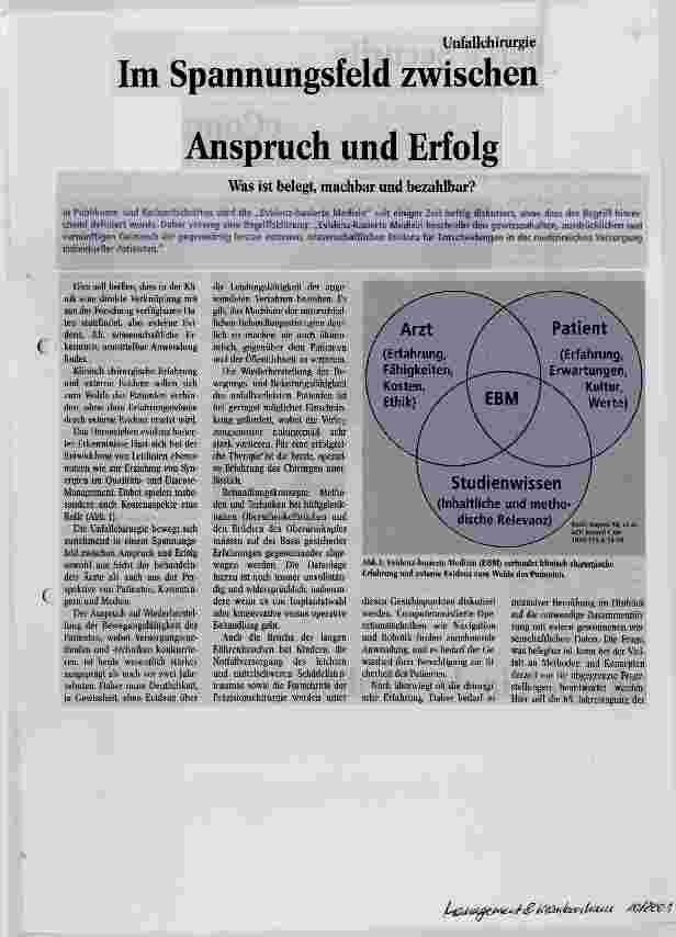 Vorschauseite 1: Im Spannungsfeld zwischen Anspruch und Erfolg Unfallchirurgie: was ist belegt, machbar und bezahlbar?