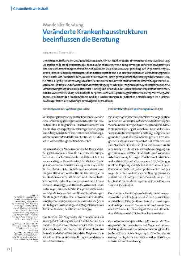 Vorschauseite 1: Wandel der BeratungVeränderte Krankenhausstrukturen beeinflussen die Beratung
