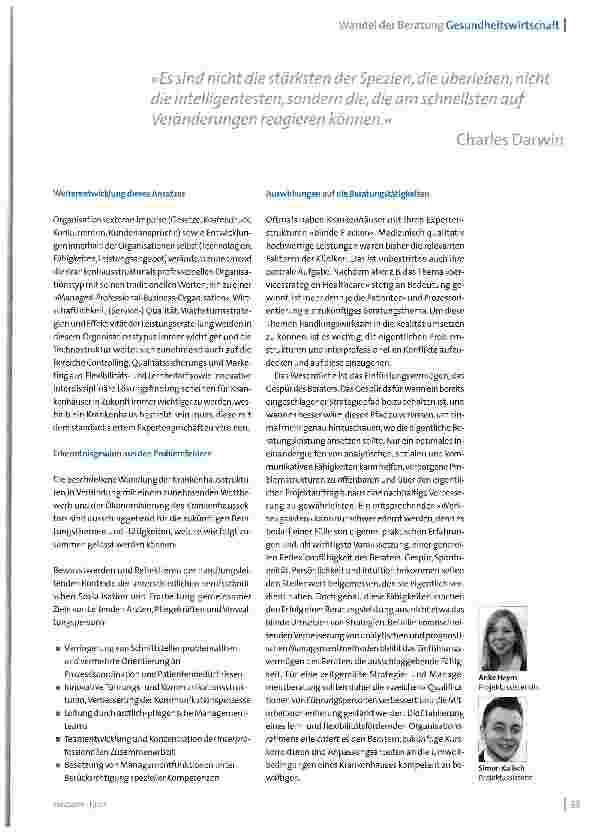Vorschauseite 2: Wandel der BeratungVeränderte Krankenhausstrukturen beeinflussen die Beratung