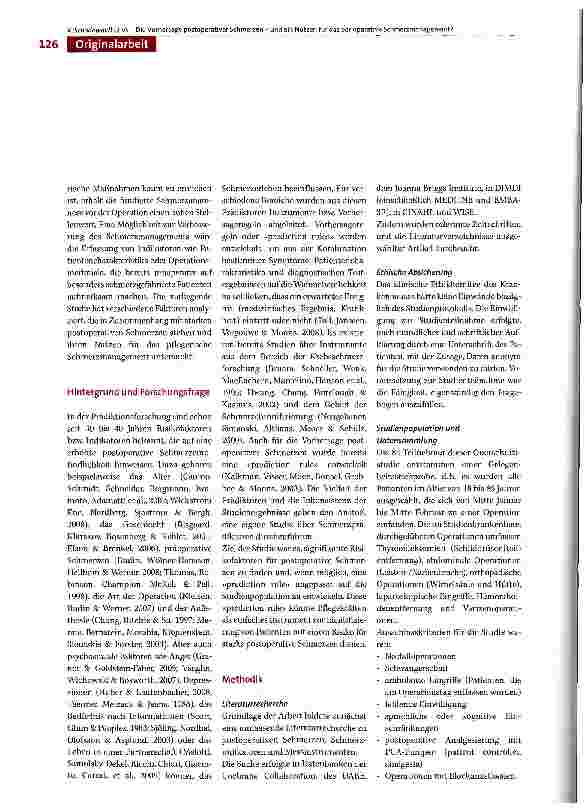 Vorschauseite 2: Die Vorhersage postoperativer Schmerzen -ein Nutzen für das perioperative Schmerzmanagement?
