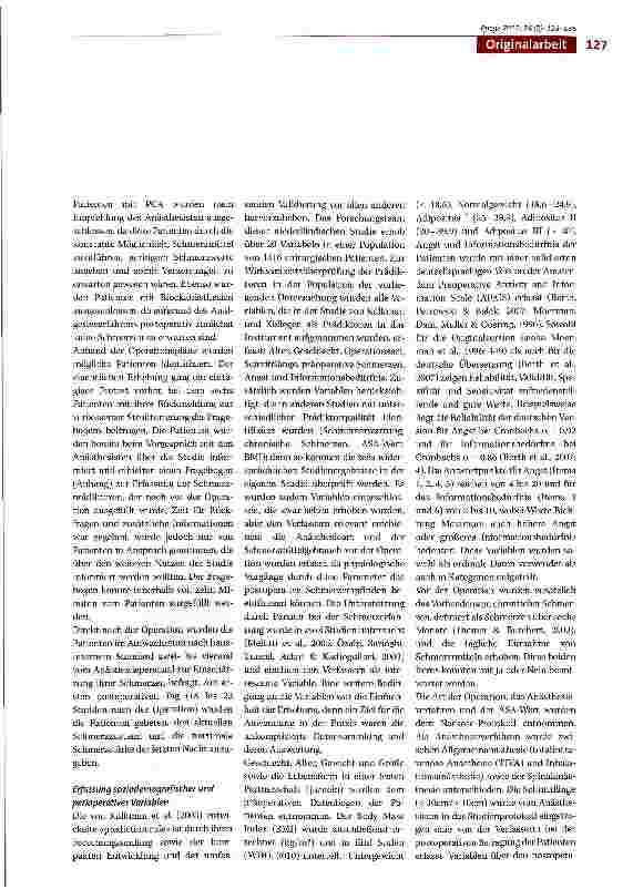 Vorschauseite 3: Die Vorhersage postoperativer Schmerzen -ein Nutzen für das perioperative Schmerzmanagement?