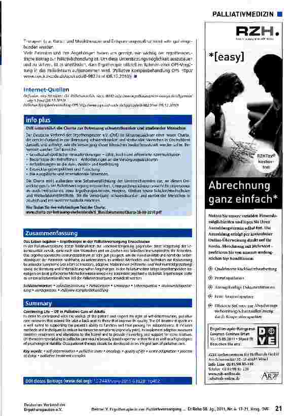 Vorschauseite 5: Ergotherapie in der Palliativversorgung Erwachsener