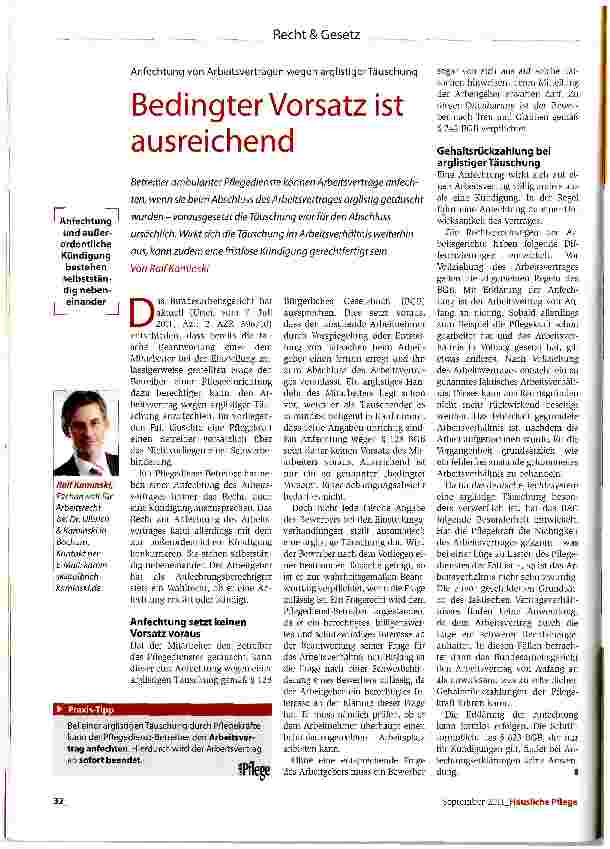 Vorschauseite 1: Bedingter Vorsatz ist ausreichend