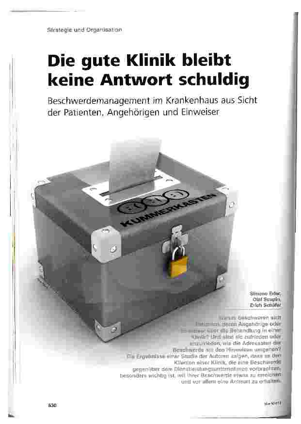 Vorschauseite 1: Die gute Klinik bleibt keine Antwort schuldig