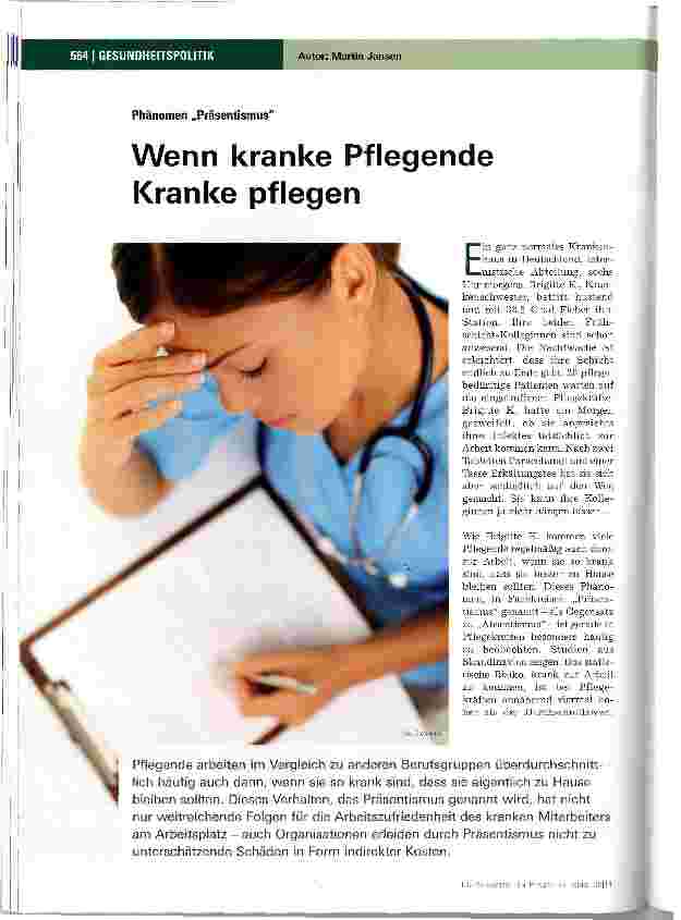 Vorschauseite 1: Wenn kranke Pflegende Kranke pflegen