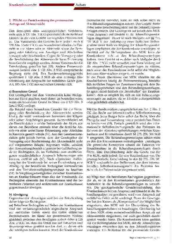Vorschauseite 3: Recht der Krankenkassen auf Einsicht in Behandlungsunterlagen in einem sozialgerichtlichen Verfahren?