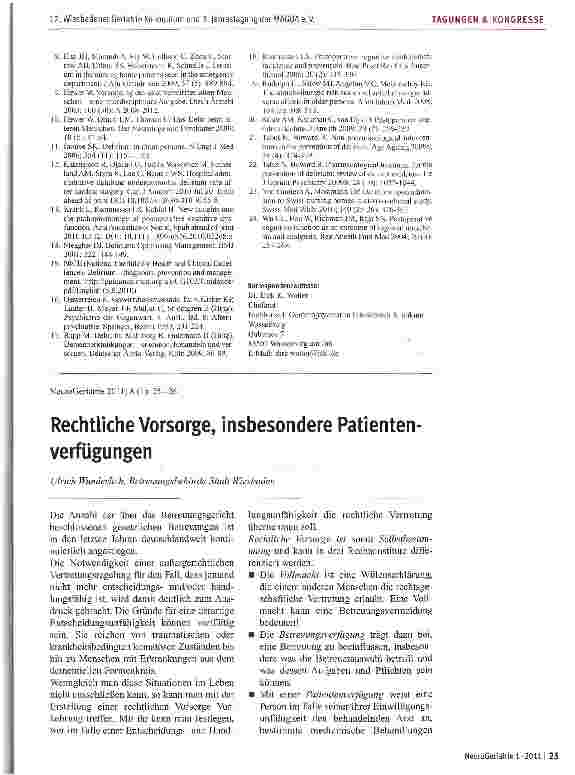 Vorschauseite 1: Rechtliche Vorsorge, insbesondere Patienten Verfügungen