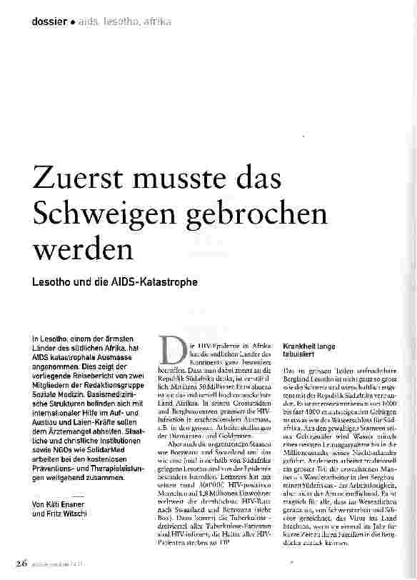 Vorschauseite 1: Zuerst musste das Schweigen gebrochen werden