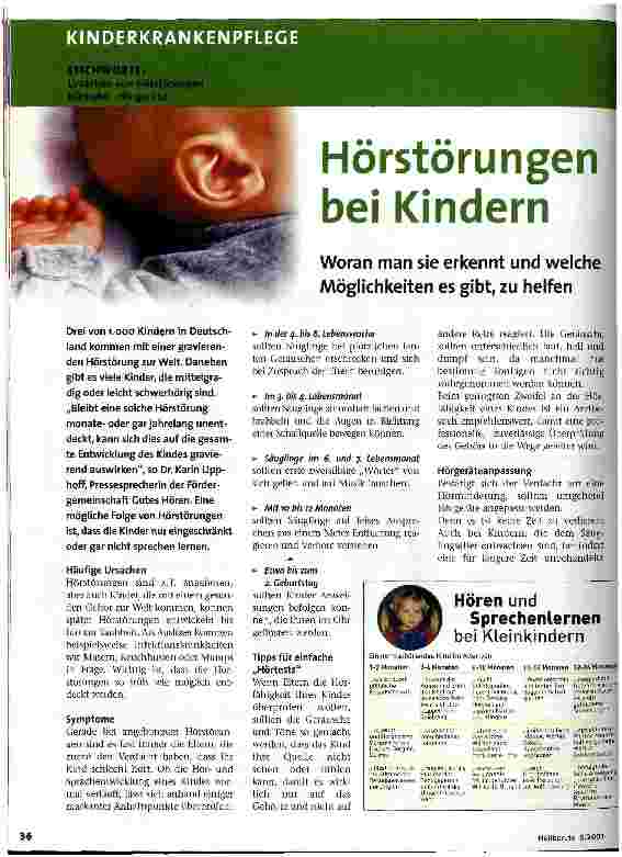 Vorschauseite 1: Hörstörungen bei Kindern Woran man sie erkennt und welche Möglichkeiten es gibt, zu helfen