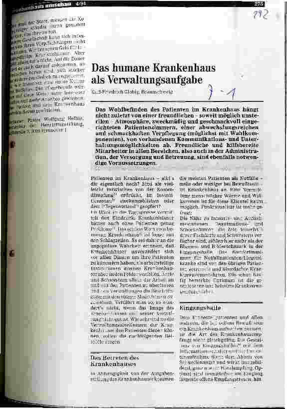 Vorschauseite 1: Das humane Krankenhaus als Verwaltungsaufgabe