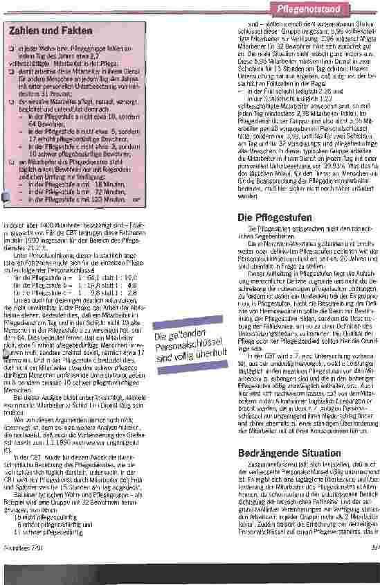 Vorschauseite 3: Die Situation wird bedrängend - Bricht die Pflege zusammen, weil die Personalschlüssel nicht ausreichen?