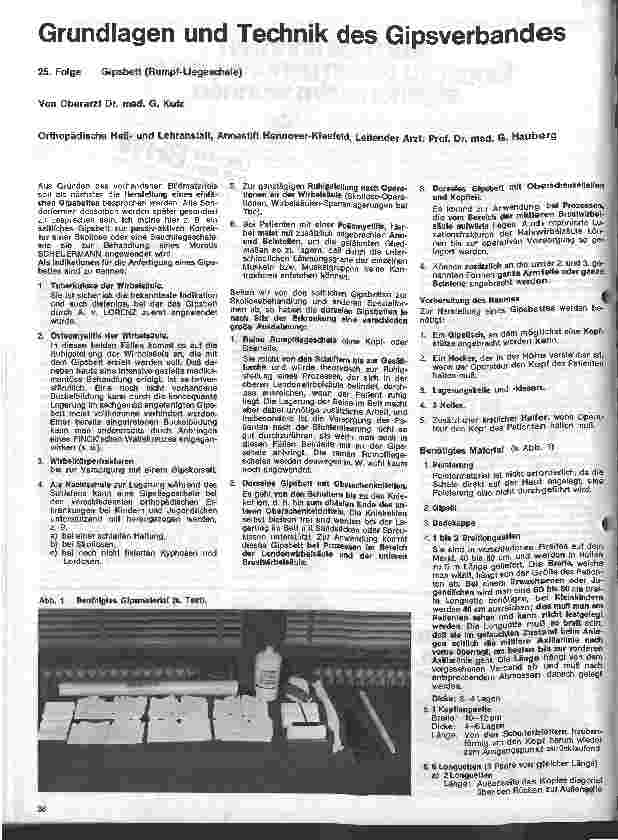 Vorschauseite 1: Grundlagen und Technik des Gipsverbandes 25. Folge: Gipsbett (Rumpf-Liegeschale)