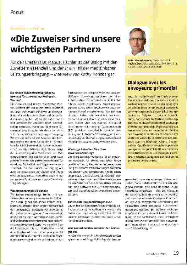 Vorschauseite 1: «Die Zuweiser sind unsere wichtigsten Partner»