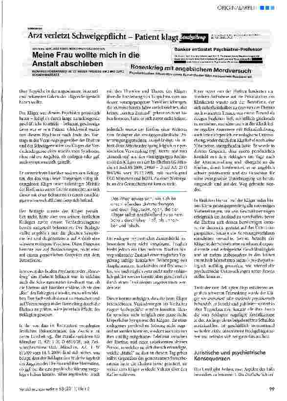 Vorschauseite 3: Schweigepflichtsverletzung durch Weitergabe psychiatrischer Atteste