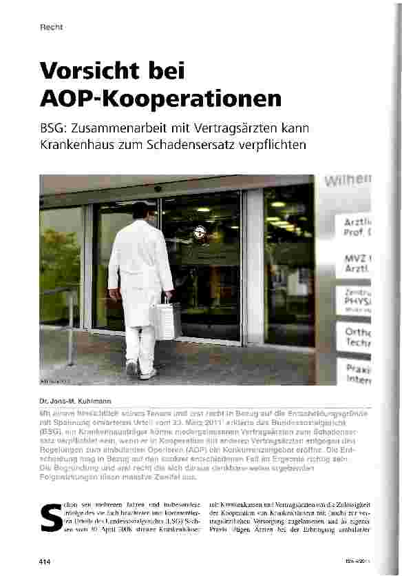 Vorschauseite 1: Vorsicht bei AOP-Kooperationen