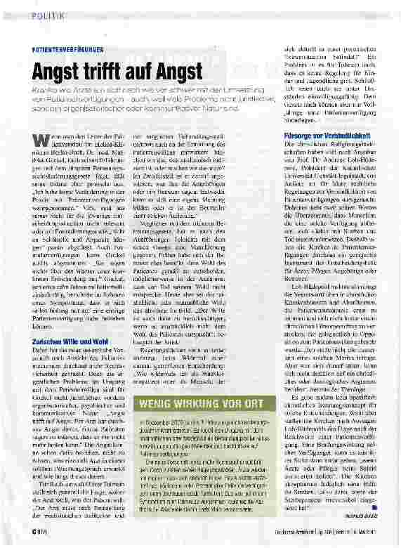 Vorschauseite 1: Angst trifft auf Angst