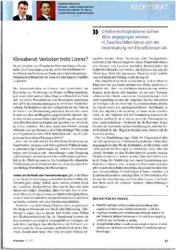 Vorschauseite 1: Kinoabend: Verboten trotz Lizenz?